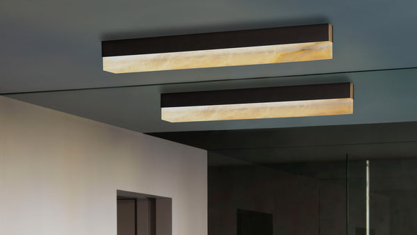 image||ARTÉS 600 CEILING MOUNTED IP44 ||bronze with satin brass details and honed alabaster